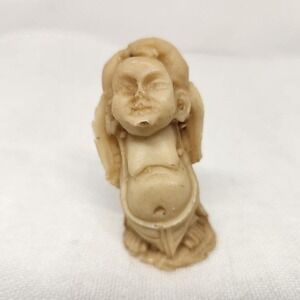 Miniature Buddha Figurine Vintage resin Made in Mexico hand carved